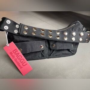 BAGGU black studded snap shoulder bag collab with Molly Goddard